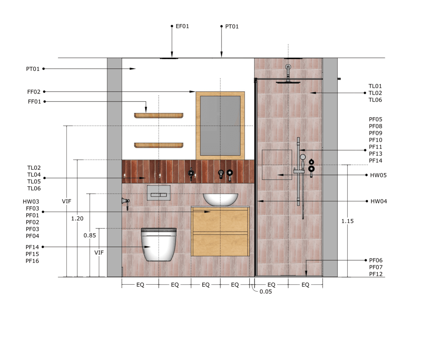 2D bathroom plan
