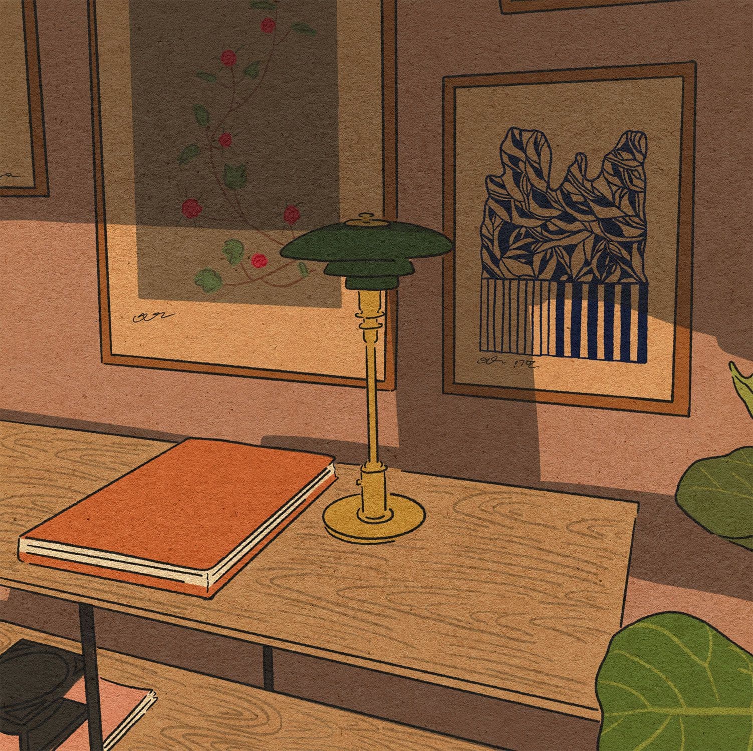 Tatyana Alanis illustration of a desk and desk light